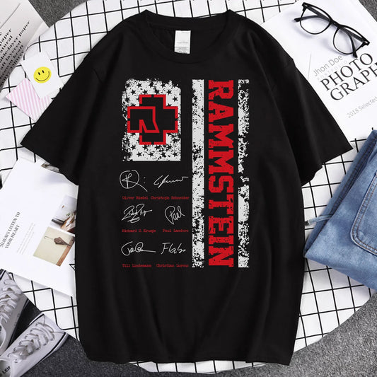 Men harajuku Anime Summer Y2k Fashion Hip Hop Oversized T-shirt band Rammstains T-shirt graphic Tees Short Sleeve Tops.