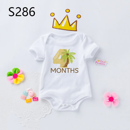 Monatlicher Meilenstein-Baby-Body, niedliches Tier, 1–12 Monate, Einteiler, Babyparty, Geschenk, Monatsbilder, monatliche Overall-Kleidung.