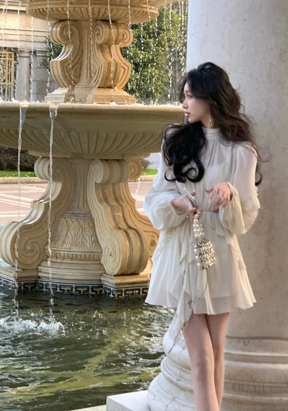 Strand Stil Chiffon Y2k Mini Kleid Büro Dame Casual Langarm Elegante Einteilige Kleid Koreanische Mode Kleidung Sommer 2023.