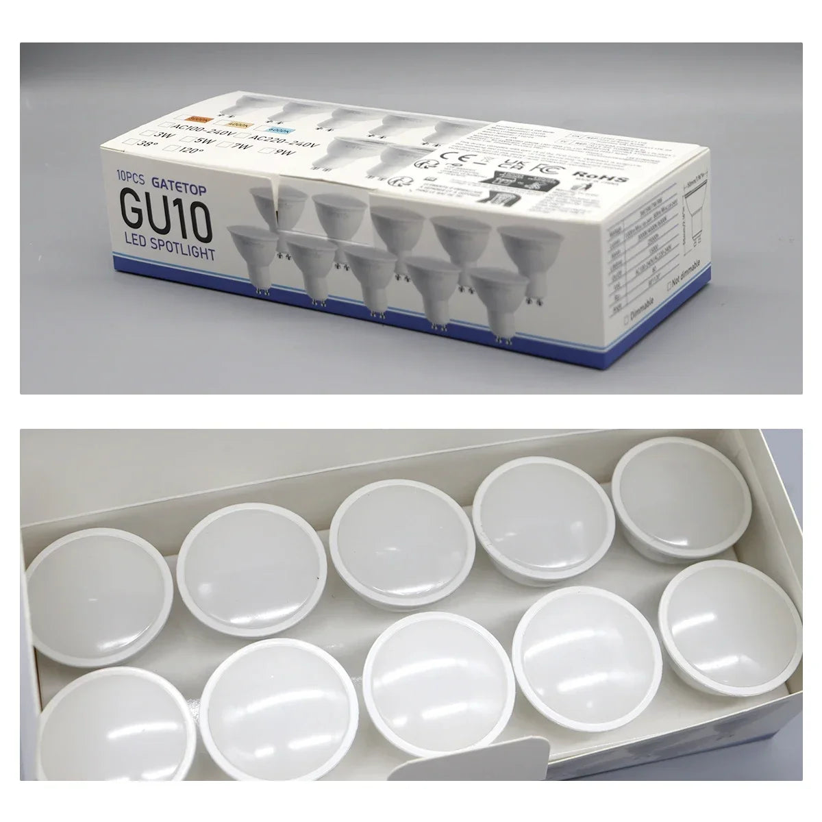 10er-Pack Focos Gu10 SpotlightLampara 220V LED-Glühbirne Großhandel 9W Weiß Warm 3000k 6000K geeignet für gewerbliche Gebäude zu Hause.