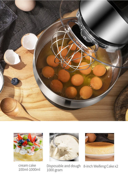 DIVEDEER Kitchen food mixer 3.5L stainless steel bowl cream egg mixture cake dough kneading machine 600W vertical mixer.