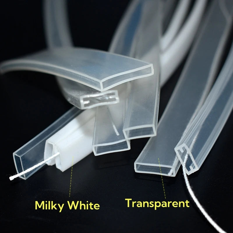 1-10m White/Transparent Neon Silicone Tube LED Rope Lamp Waterproof Diffuser Cover For 8/10/12m RGB Flexible Strip Light Channel.