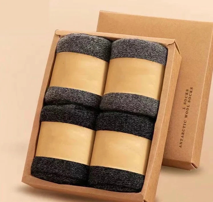 4Pairs/Lot Men's Winter Super Thick Thermal Socks Wool Men Women Solid High Quality Merino Wool Socks Cold Snow Warm Wool Socks