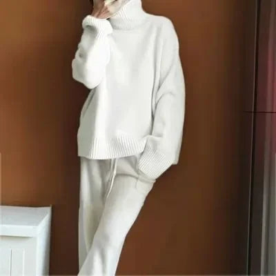 2023 Autumn and Winter New Thick  Sweater Women High Neck Pullover Sweater Warm Loose Knitted Base Sweater Jacket Tops