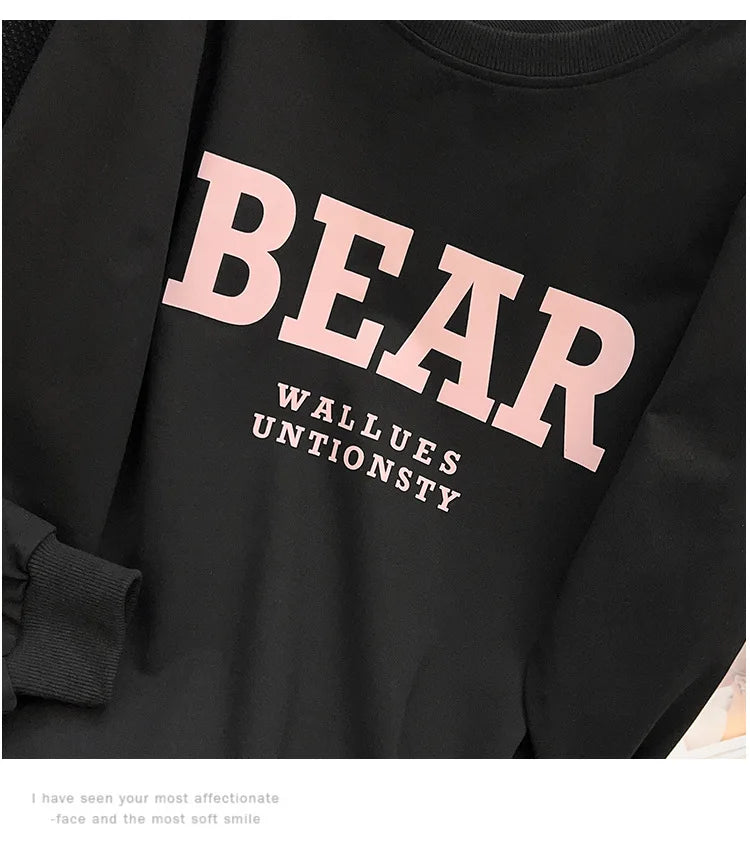 175kg plus size Damen büste Frühling Herbst loses Sweatshirt bedrucktes Buchstaben oberteil schwarz weiß 6xl 7xl 8xl 9xl 10xl 11xl