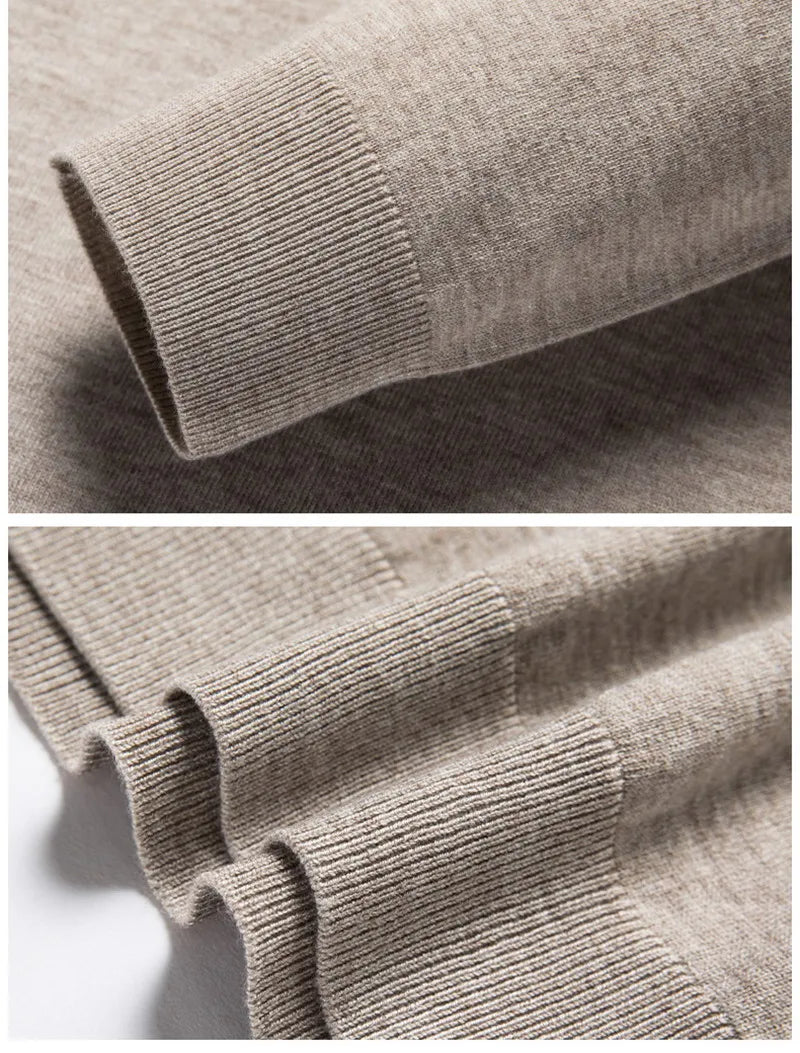 Luxury Men Cashmere Sweater 100% Merino Wool Buttoned Pullover Autumn Winter Polo Collar Knitwear Male Casual Warm Jumper Tops.
