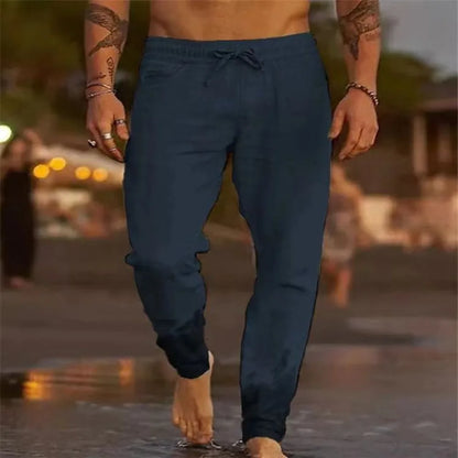 Männer Strand Hosen Jogger Streetwear Baumwolle Leinen Jogginghose Casual Hosen Hawaiian Urlaub Lose Sommer Gerade Hosen Männlich.