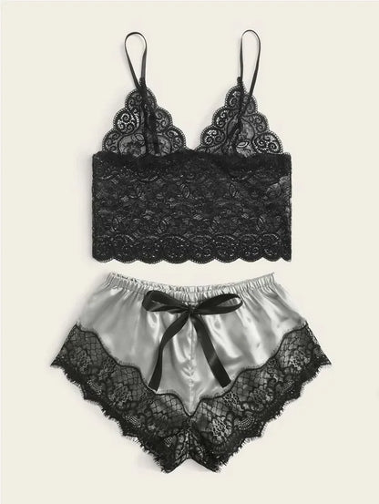 Weibliche Pyjama Sets Spaghetti Strap Top und Shorts Pyjamas Sexy Dessous Seide Satin Nachtwäsche Sommer Hause Tragen Frauen Schlaf Tuch.