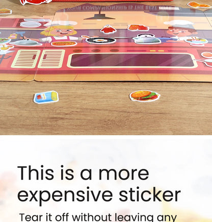 Kids' Reusable Castle Jelly Sticker Book Multi-Theme DIY Creative Jelly Stickers Portable Quiet Busy Book Montessori Sticker Toy.