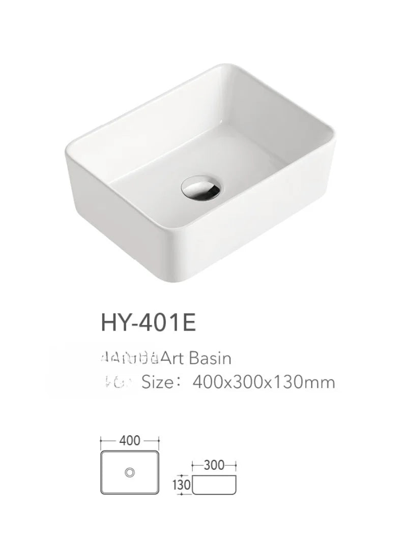 Rechteckiges Waschbecken, weißes Waschbecken, Arbeitsplatte, Keramik, Keramik, kleine Waschbecken, Schüssel, Arbeitsplatte, Waschtisch, Kunstbecken