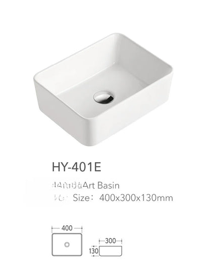 Rechteckiges Waschbecken, weißes Waschbecken, Arbeitsplatte, Keramik, Keramik, kleine Waschbecken, Schüssel, Arbeitsplatte, Waschtisch, Kunstbecken