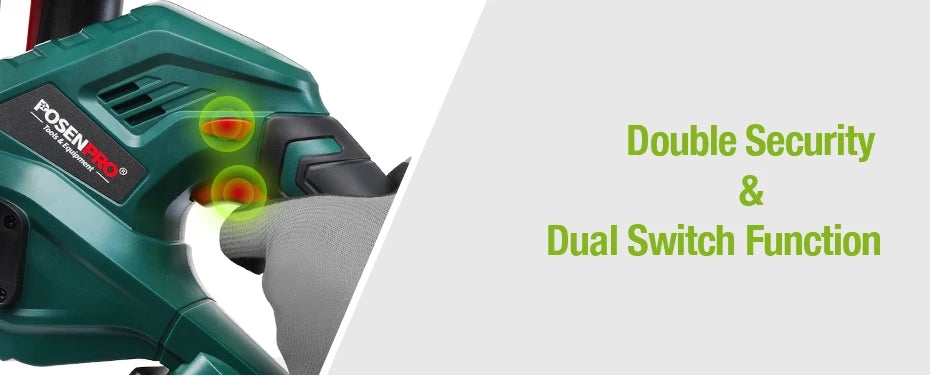 20 V Akku-Heckenschere, Gartenschere, Gartenwerkzeug-Set, 2,0 Ah Akku, Schnittlänge 520 mm, Zahnabstand 15 mm, POSENPRO