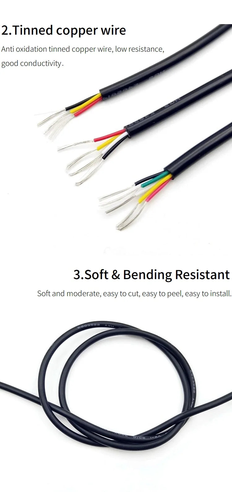 Copper Wire 24AWG PVC Sheathed Insulation 2 3 4 5 6 7 8 9 10 Cores DIY Signal Control Wires 2464 Channel Audio Line Copper Cable.