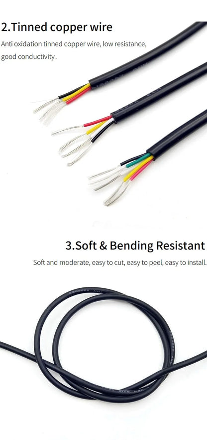 Copper Wire 24AWG PVC Sheathed Insulation 2 3 4 5 6 7 8 9 10 Cores DIY Signal Control Wires 2464 Channel Audio Line Copper Cable.