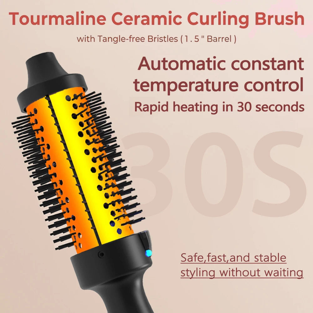1.5 Inch Thermal Brush Ionic Heated Round Brush Curling Iron Negative Ion Volumizing Hot Brush Ceramic Electric Hair Brushes.