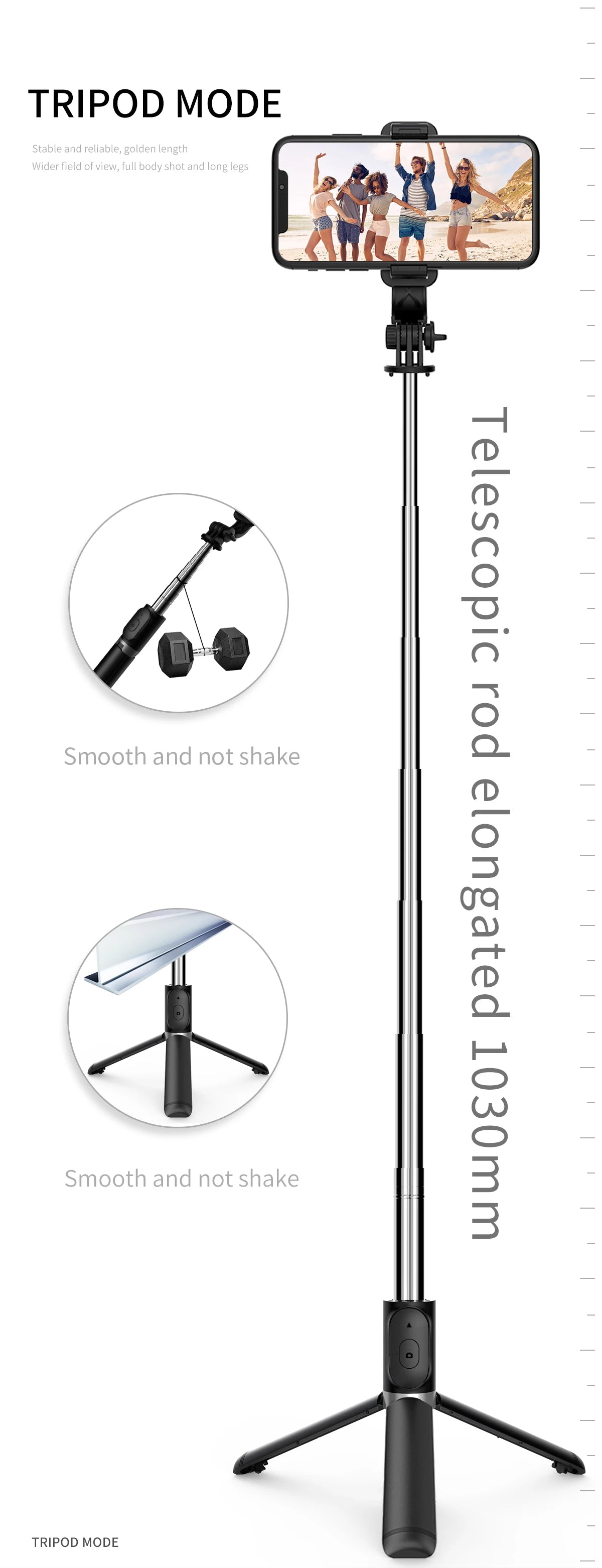 Q02 Foldable Tripod Selfie Stick Wireless Bluetooth Live Stand Holder Stabilizer for Huawei Xiaomi iPhone Cell Phone.