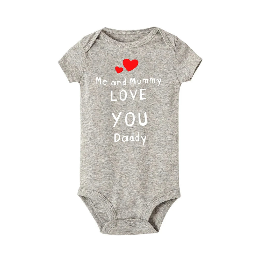 Ich und Mama Love You Daddy Baby Jungen Mädchen Overall Neugeborenes Baby Kleinkind Kleidung Kurzarm Body Valentinstag Geschenke