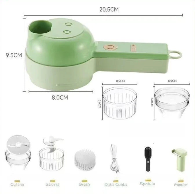 Electric Vegetable Cutter Set Handheld Wireless Electric Garlic Masher Food Chopper Meat Grinder Machine Food Peel Slice.