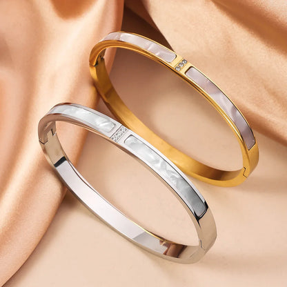 UILZ 316L Stainless Steel Exquisite Nail Brand Bracelets For Women American Trendy Shining Zircon Screw Not fading Bangle Gift.