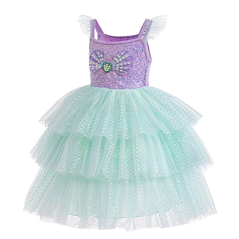 Mädchen elegante Regenbogen Prinzessin Kleid mit Bowknot Flatter Trim Mesh Kleid Tutu Kleid für Party, Performance Tutu Kleid.