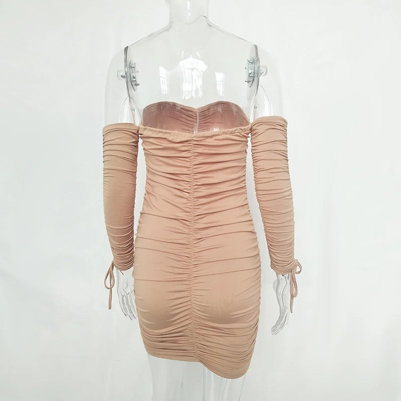 Arctic Cat Frauen Herbst Winter Verband Kleid Frauen 2022 Sexy Off Schulter Lange Hülse Dünne Elastische Bodycon Party Kleider Vestidos