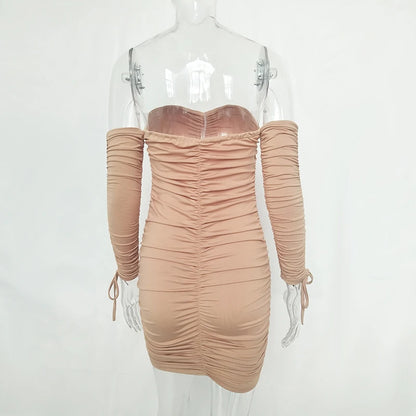 Arctic Cat Frauen Herbst Winter Verband Kleid Frauen 2022 Sexy Off Schulter Lange Hülse Dünne Elastische Bodycon Party Kleider Vestidos