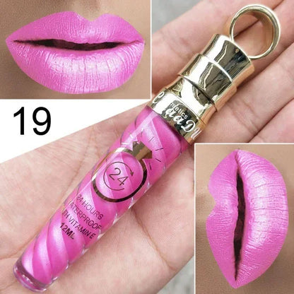 20 Colors Lipstick Waterproof Long Lasting Matte+Shimmer Mental Beauty Lip Gloss Nude Glitter Lip Gloss Beauty Sexy Lip Tint