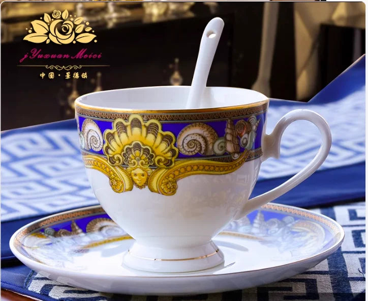 Luxury Blue Ocean Bone China Dishes Plates Western Clubhouse Upscale Heart Of The Sea Ceramic Tableware Decorative Plate