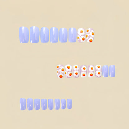 24pcs/set short medium long fake nails for Spring summer season gradient peach flowers butterfly heart press on false nail art.