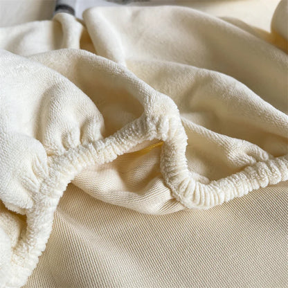 Soft Flannel Fitted Sheet for Winter, Fleece Mattress Protector, Cover with Elastic Band, Bed Linen, Solid Grey, 180x200cm, 1Pc.