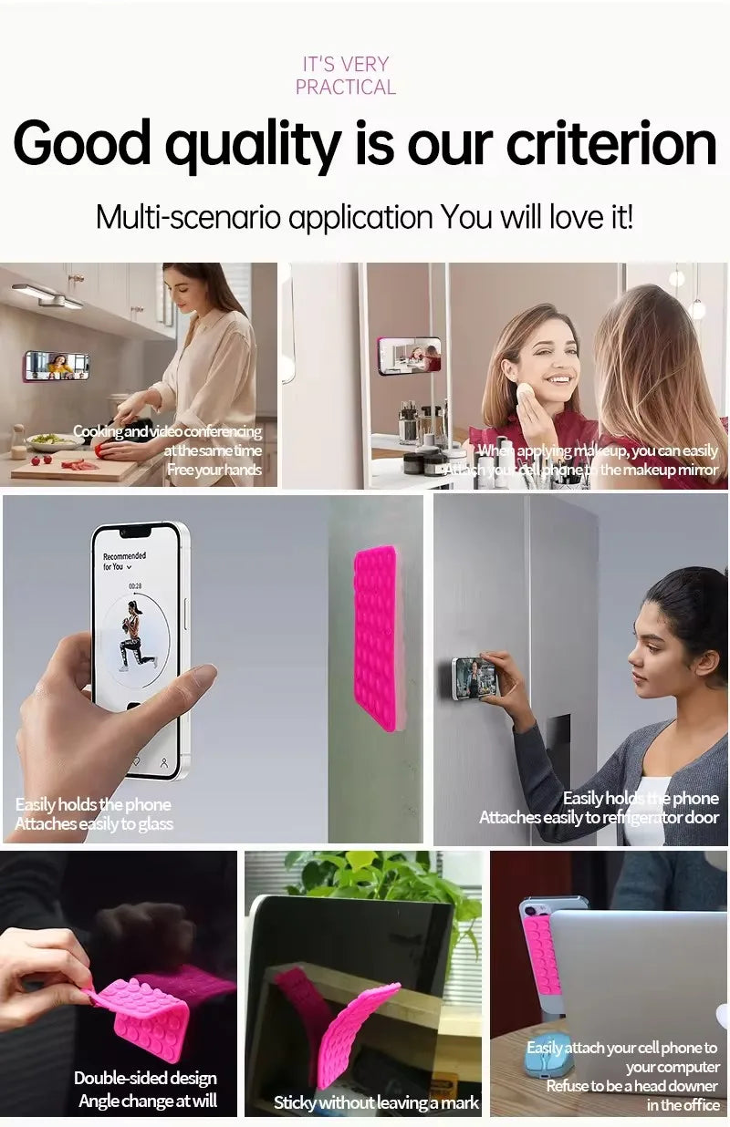 Double Sided Silicone Suction Cup Phone Case Detachable Stand For Hands-Free Selfies And Videos Just Use For Smooth Glass.
