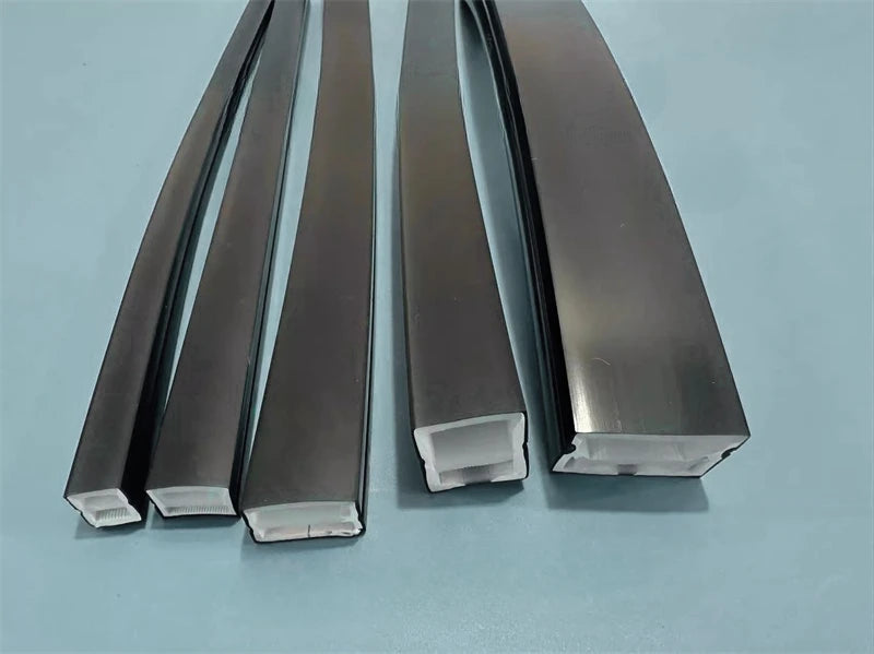 1-5m Black Silicone Tube LED Neon Light DC12V Flexible Recessed Diffuser Channel Waterproof Wall Ceiling Ribbon Rope Strip Light.