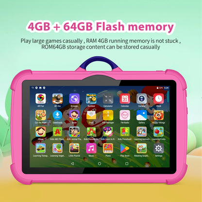 New Cartoon Pattern Kids Tablet 7 Inch Quad Core 4GB RAM 64GB ROM Android Learning Education Games Tablets Children's Gifts.