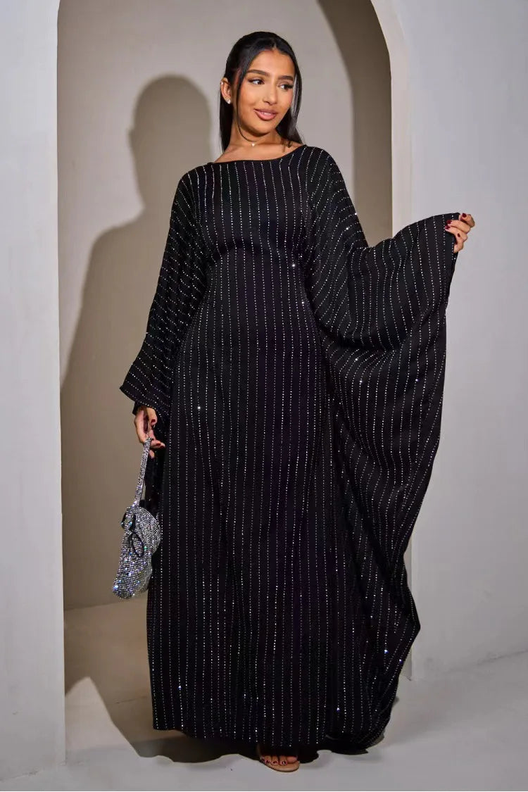 Dubai Diamond Luxury Banquet Musim Dress Abaya Eid Kebaya Caftan Robe Marocain Maxi African Dresses Kaftan Abayas Women Clothing.