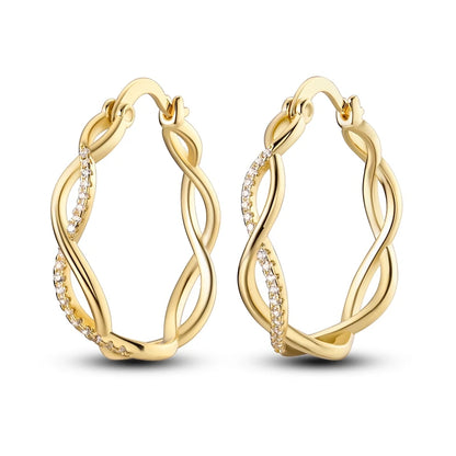 Yellow Gold Starlight Hoop Earrings For Girl Sparkling Classic Snakebone Multi-loop Earrings Star Moon 925 Silver Women Earring