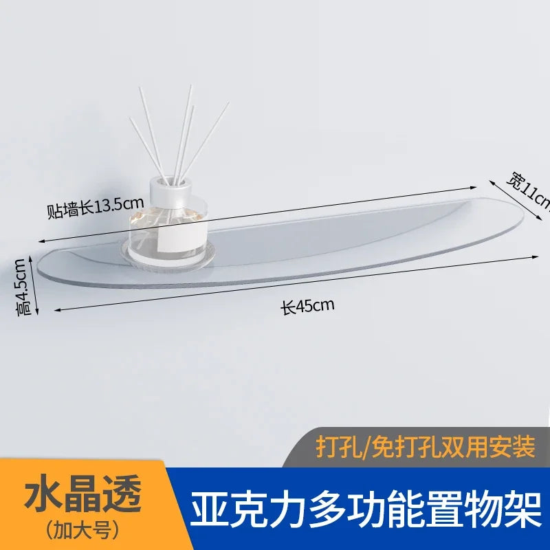 Bathroom Living Room Display Seamless Punch-free Fashion Decoration Color Acrylic Semi-circular Shelf Decoration Rack Storage