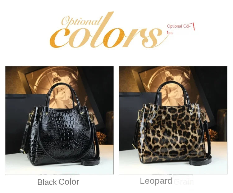 Genuine Leather Women Handbags New Tote Bag Fashion Crocodile Print Bucket Bag Retro Shoulder Messenger Bags Trend 2025.