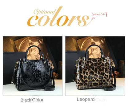Genuine Leather Women Handbags New Tote Bag Fashion Crocodile Print Bucket Bag Retro Shoulder Messenger Bags Trend 2025.