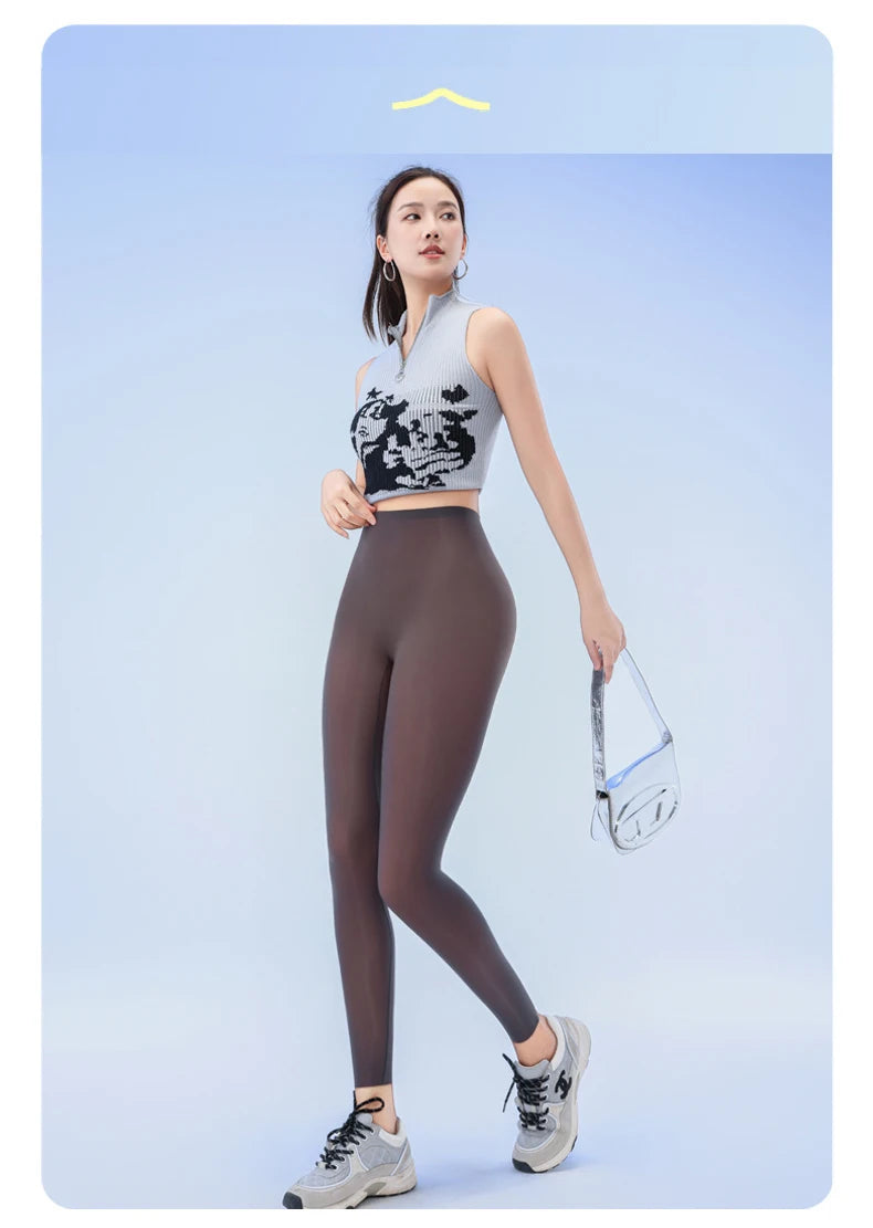 BIVIGAOS Summer Ultra-Thin Skin Sunscreen Leggings Women High Elastic Transparent Facial Mask Underwear Tight Sexy Sport Legging.