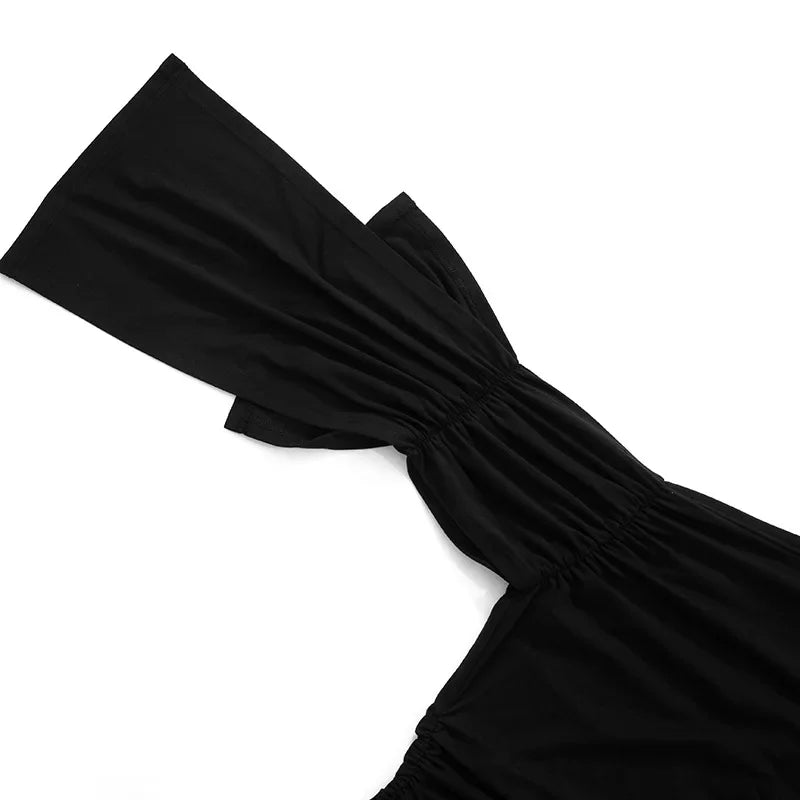 Y24TP610 Women's Autumn New Solid Color Crossbody Single Shoulder Top Sexy Asymmetric Single Sleeve T-Shirt From China.