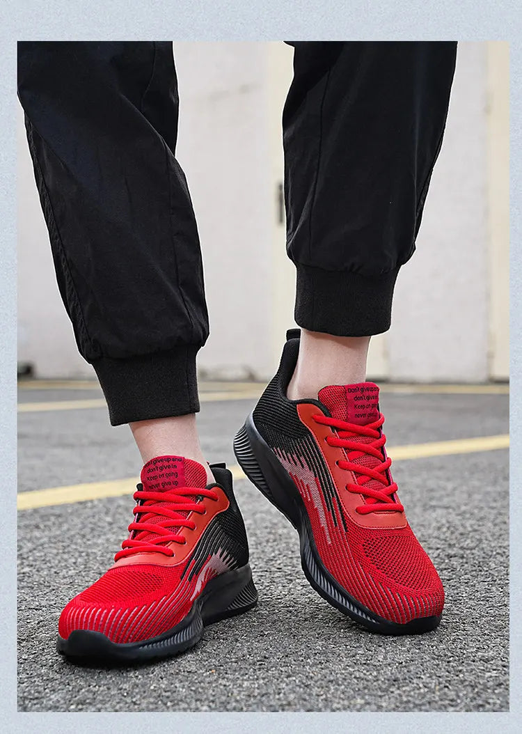 Summer Hot Sale Red Mesh Men Running Sneakers Big Size 47 Light Breathable Women Training Shoes Non-slip Sport Shoes for Man.