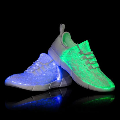Fiber LED Shoes Light up Flashing -7 Monochrome LED Shoes Halloween Adult Boys Girls Women Children USB charging.
