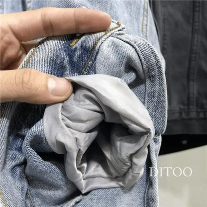 Frauen Denim Kosten Einreiher Taste Jacken Fleece Patchwork Strickjacke Taschen Oberbekleidung Casual Warm Solide Lose Fit.