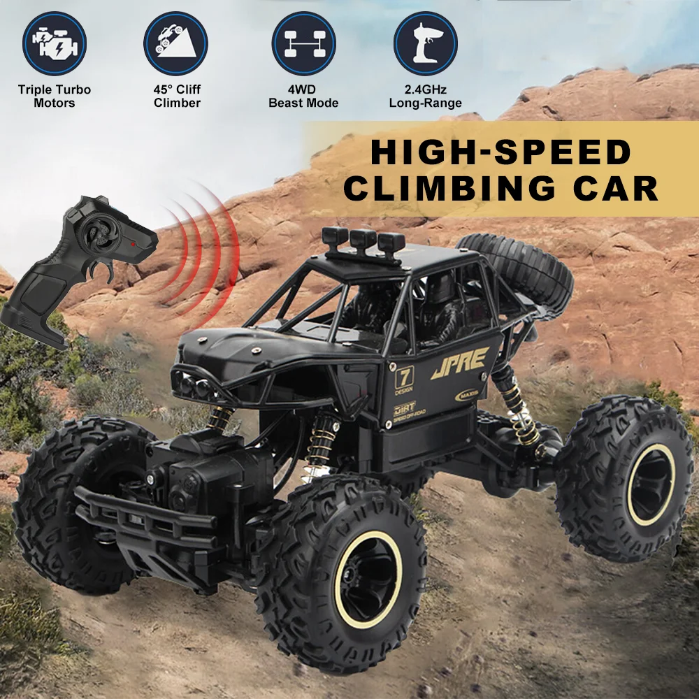 Off-Road vehicle 4WD Drive 2.4GHz Remote Control 45-degree Climbing Car Toy for Sandy Rocky Terrain Gifts for Boys Age 6-12.