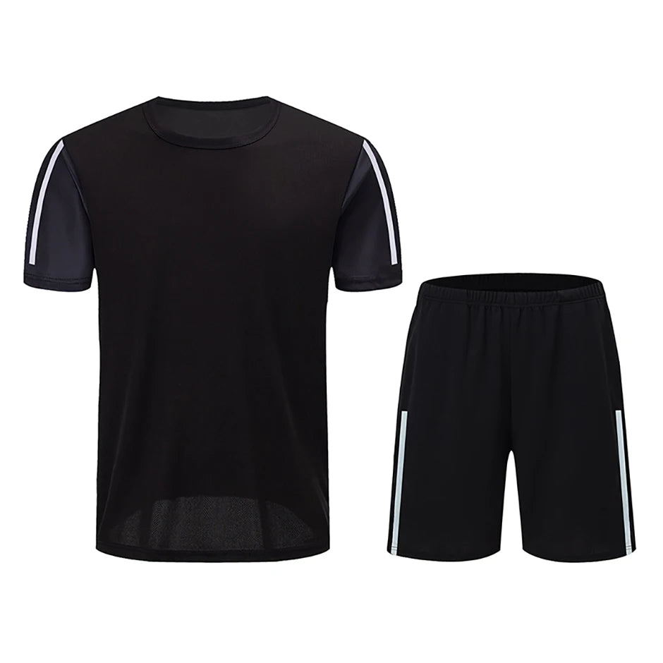 2pcs Summer Men's Quick drying Sports Suit Loose And Comfortable Round Neck Short Sleeved T-shirt Versatile Running Pocket Short.
