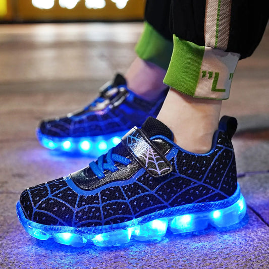 YUNICUS Breathable Sports Children'S Shoes Boys Leisure Sports Led Marquee Light Shoes Sneakers Boys Usb Charging Light Shoes.