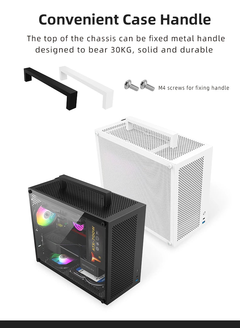 METALFISH S5 MAX Computer Case Gaming PC Chassis Support MATX/ITX 24.5*24.5cm SFX/ATX PSU 135 Mid Tower /180 WaterCooling Cooler.