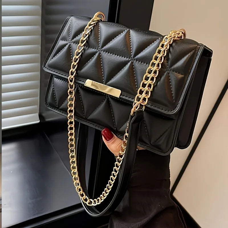 Fashion Chain Women'S Shoulder Bag, Chic Small Square Bag for Women, Luxury Quilted Handbag for Daily Travel, Shopping, Parties..
