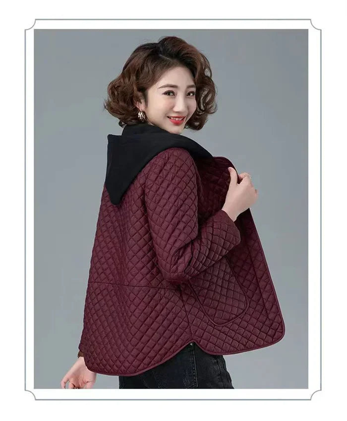 Mode Leichter Baumwolle Gefütterter Mantel Frauen 2025, Neue Herbst Winter Baumwolle Mantel Mit Kapuze Jacke Lose Beiläufige Plaid Parkas Outwear.