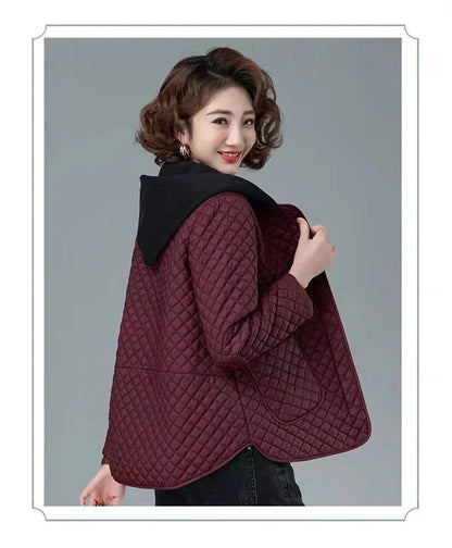 Mode Leichter Baumwolle Gefütterter Mantel Frauen 2025, Neue Herbst Winter Baumwolle Mantel Mit Kapuze Jacke Lose Beiläufige Plaid Parkas Outwear.